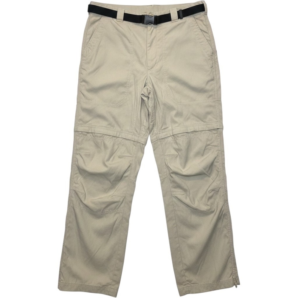 LL Bean Tan Convertible‎ Hiking Pants Zip Off Shorts Nylon Belted Medium 32 x 31